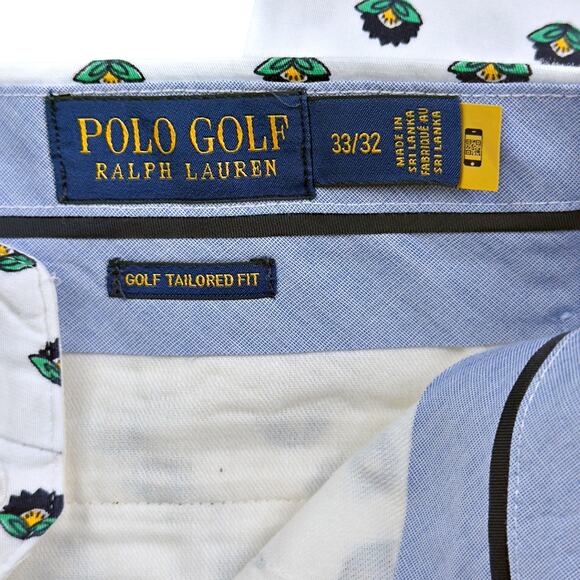 Polo Golf Ralph Lauren Cotton Blend Chino Tailored Fit Pants White Floral 33x30 - Picture 6 of 7